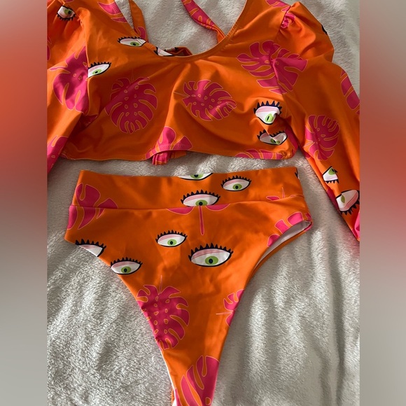 🩷👁️NWOT-SUPER CUTE & FUN ORANGE AND PINK BIKINI SZ M🩷👁️ - Picture 8 of 13